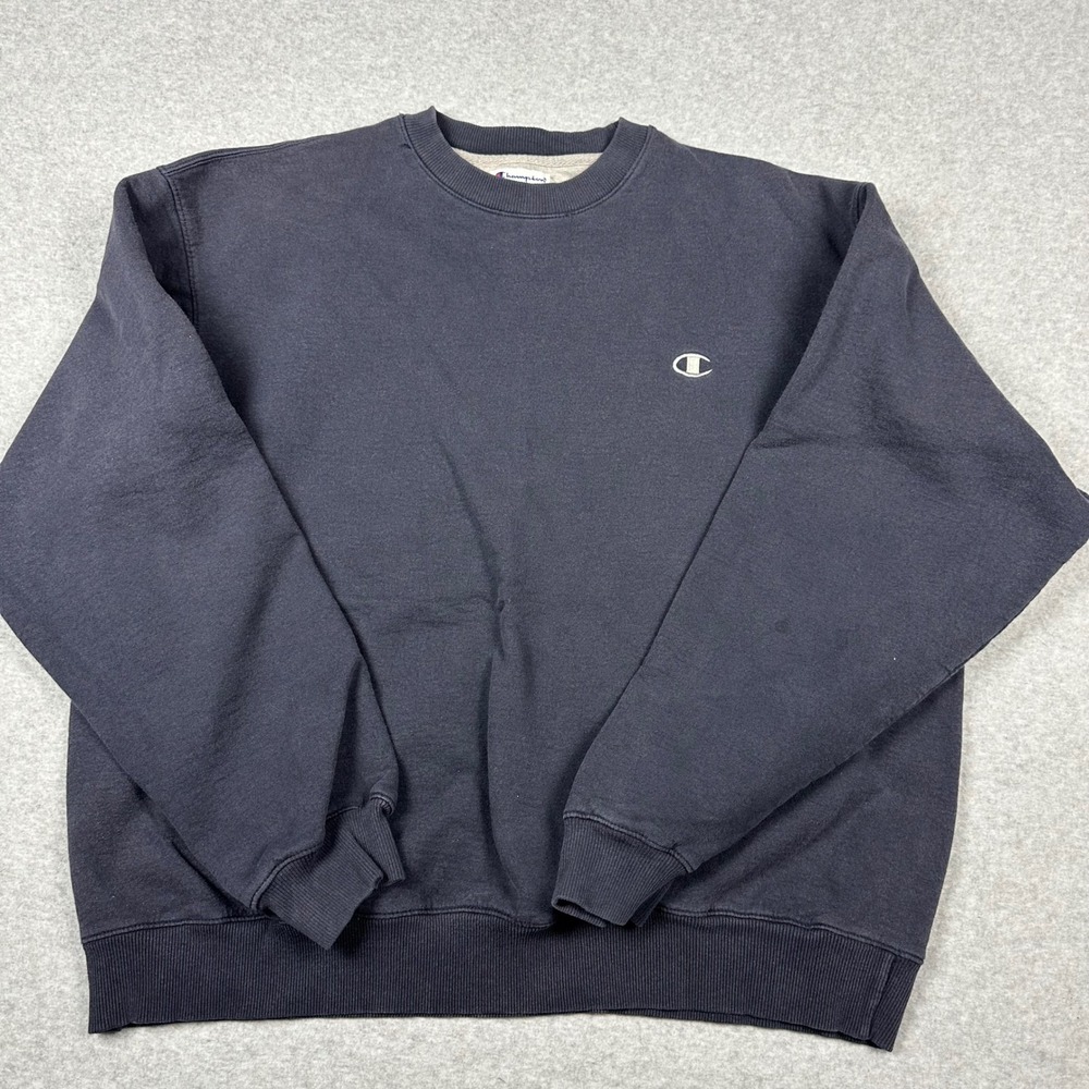 Champion Eco Authentic Crewneck Sweatshirt Mens 2XL Navy Blue Fleece Pullover